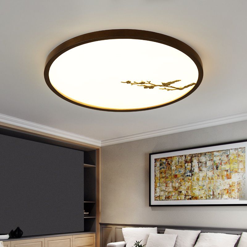 Geometrisches Wohnzimmer Flush montiert Licht Holz Nordic LED Flush Licht in Braun mit Faux Plant Decor