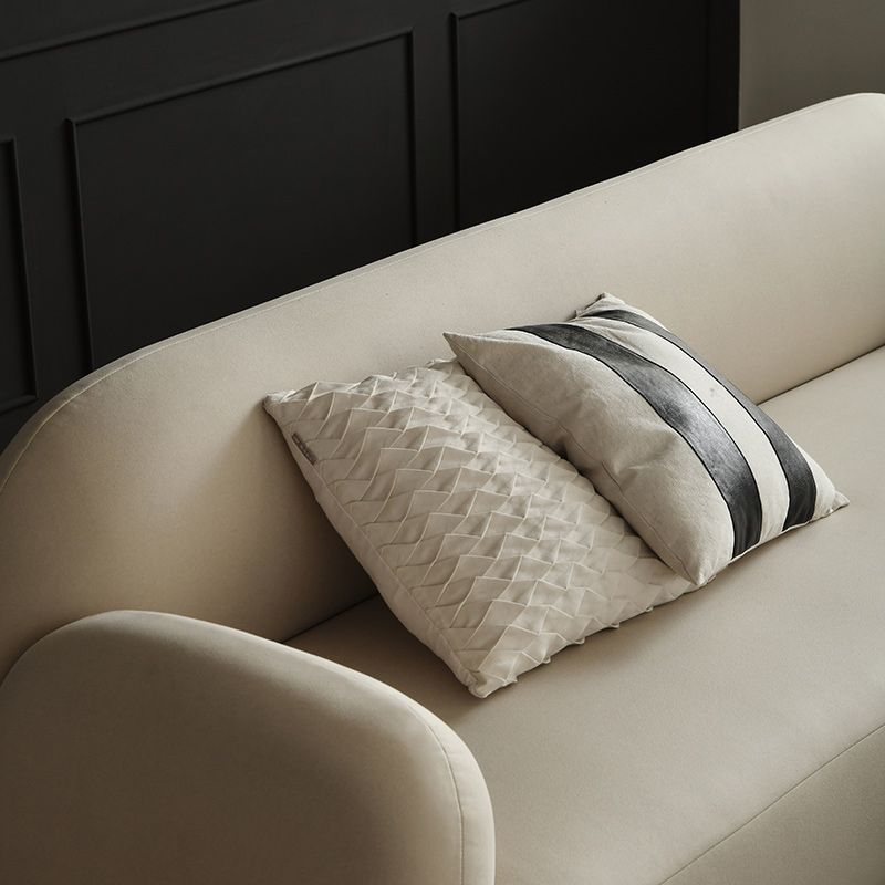 Contemporary Recessed Arm Sofa Tight Back for Living Room in Beige