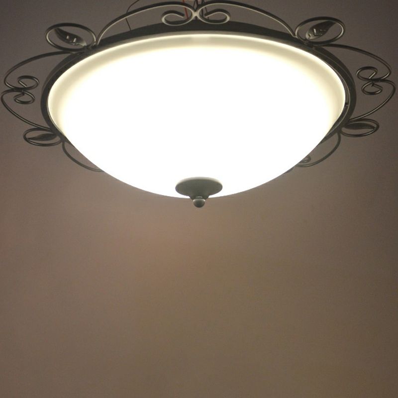 Black Dome Flush Mount Traditional Opal Glass 3 Heads Living Room Flushmount Ceiling Light with Swirled Decor