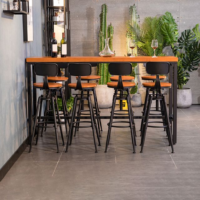 Industrial Solid Wood Bar Table Set 1/5/9 Pieces Counter Table with High Stools