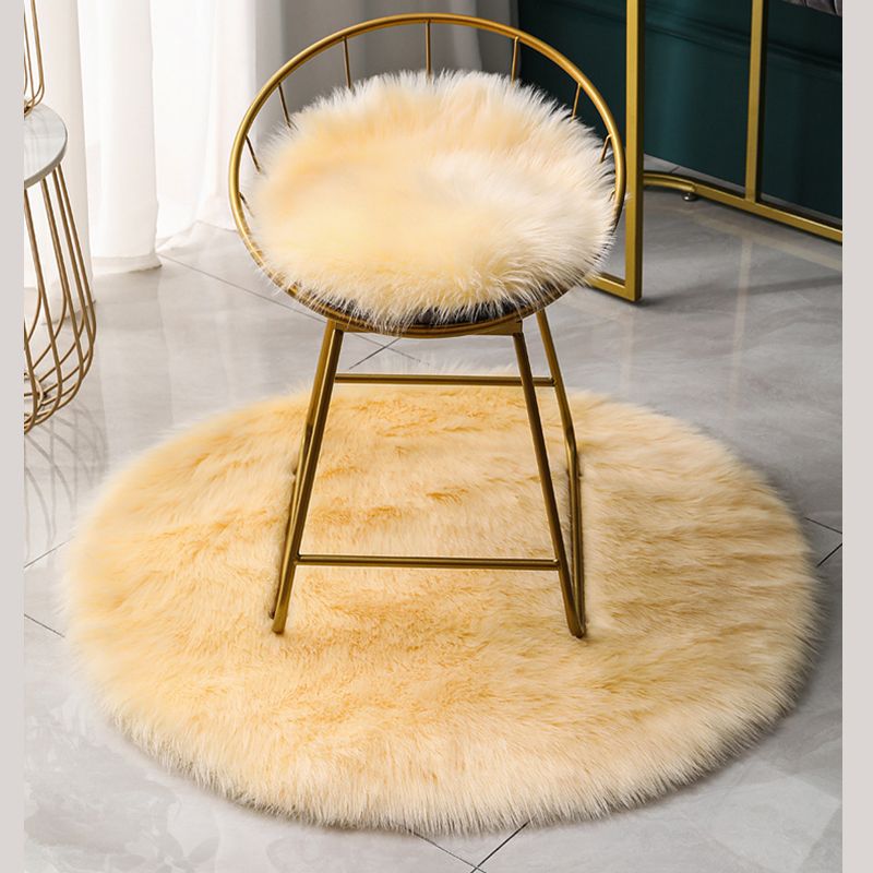 Round Modern Shag Carpet Solid Polyester Area Rug Non-Slip Backing Indoor Carpet for Living Room