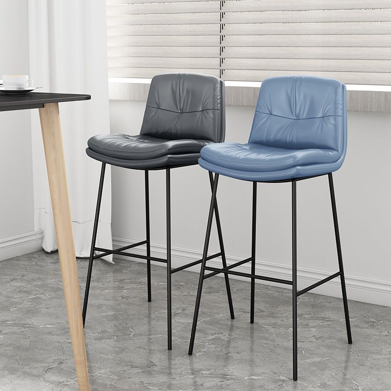 Contemporary Barstools Faux Leather Bar Stool with Metal Legs
