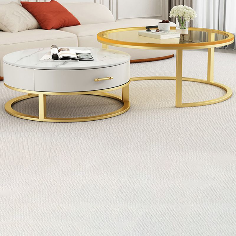 Gold Glass Top Coffee Table Set Frame Cocktail Table with Drawers
