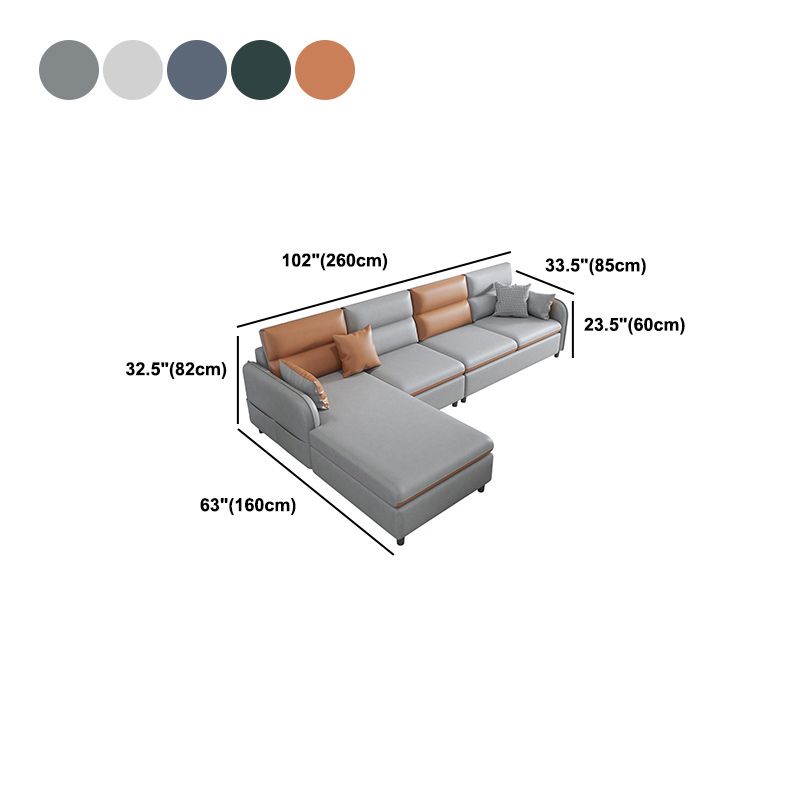 4-Seater Square Arm Sofa & Chaise Faux Leather Sofa with Storage