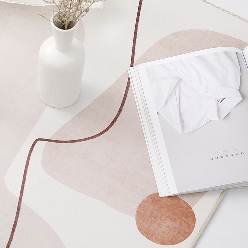 Apricot Tone Modern Indoor Rug Polyester Abstractic Print Carpet Easy Care Rug for Home Decoration