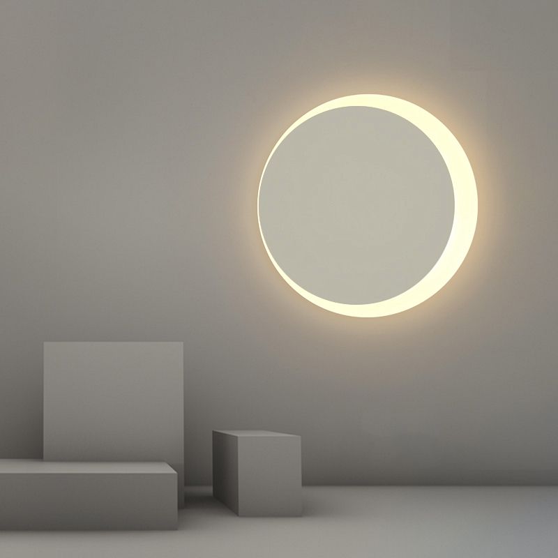 Runde Schatten Metall Wandleuchter moderner Stil Ein leichtem Lichtmontage Licht in Weiß