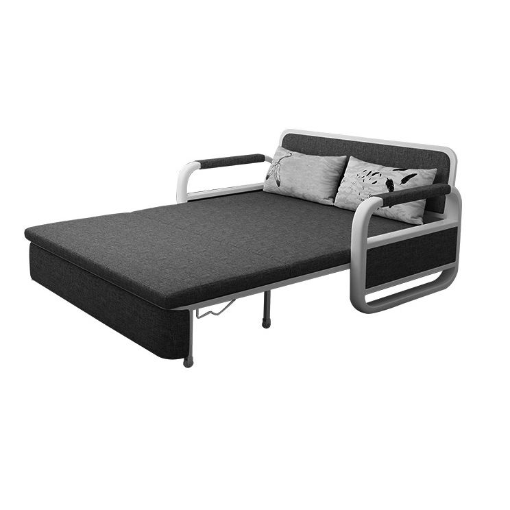 Fabric Square Arms Futon Sleeper Sofa Pillow Included Loveseat