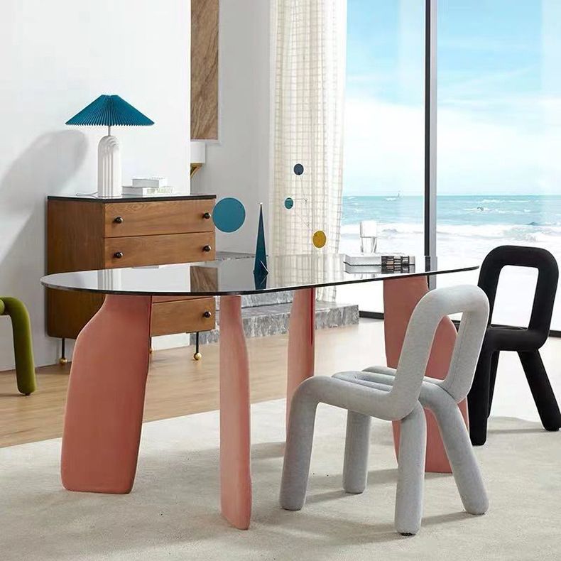 Silla lateral curvada de terciopelo de estilo diseñador, silla de comedor con respaldo abierto y acabado mate