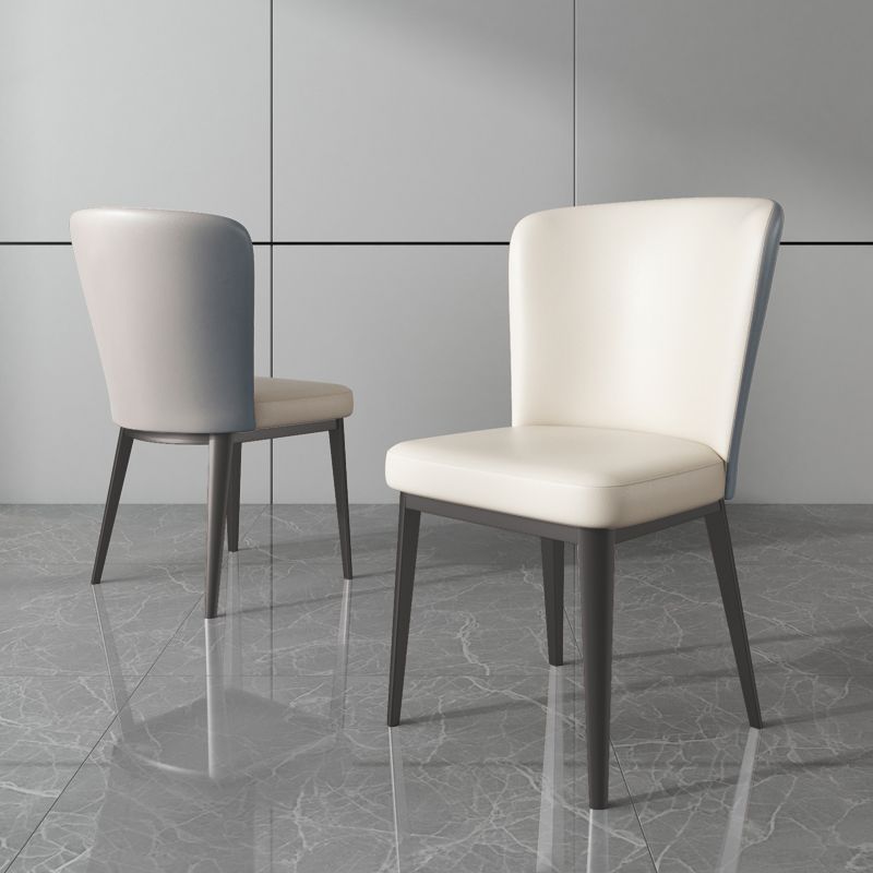 Faux Leather Dining Chairs Modern Parsons Armless Chair for Dining Room