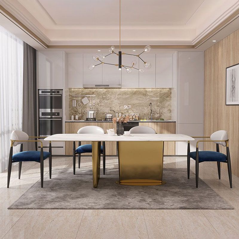 Contemporary Dining Chairs Arm Open Back Chairs with Metal Legs