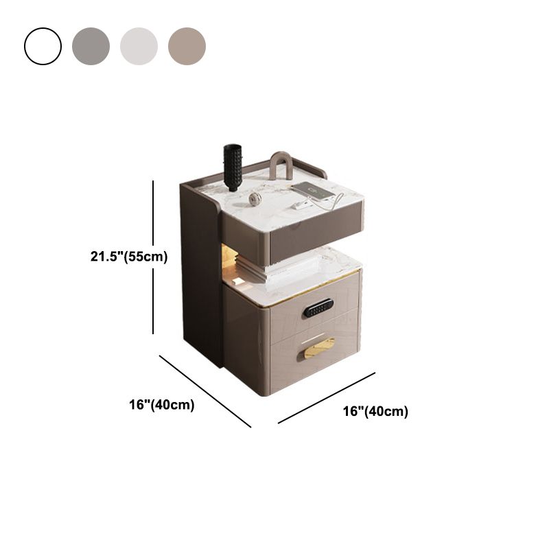 3-Drawer Nightstand with USB charging 21.65" Tall Faux Leather Nightstand