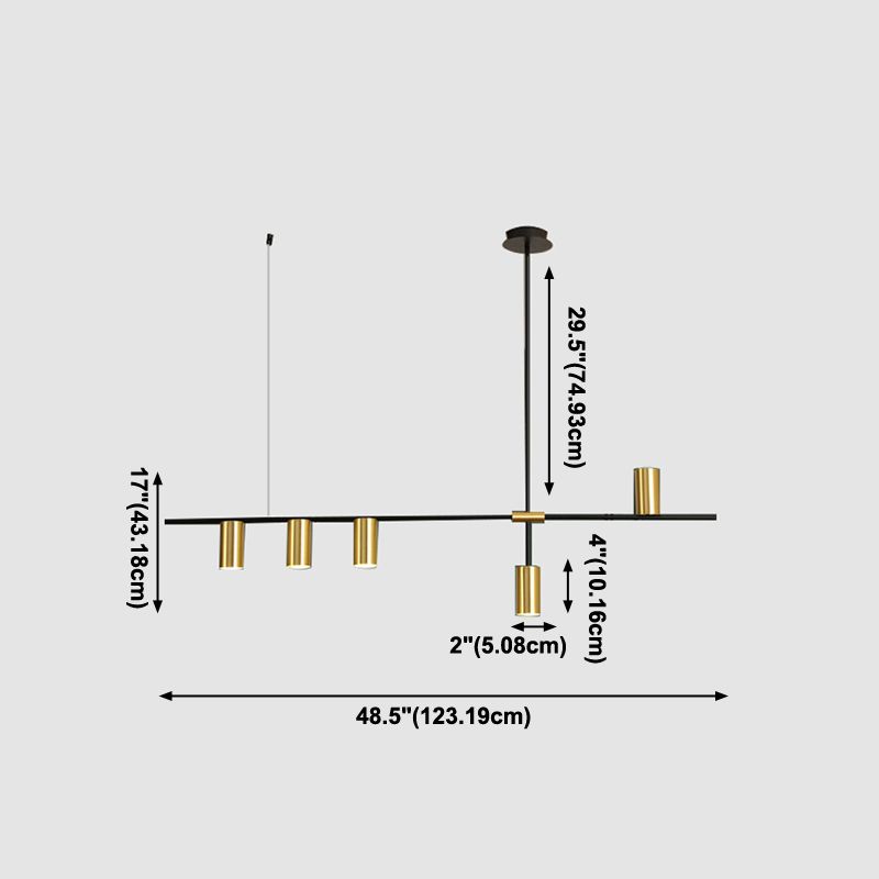 Accesorios de iluminación de la isla de cilindro modernos Luz de metal de lámparas de metal