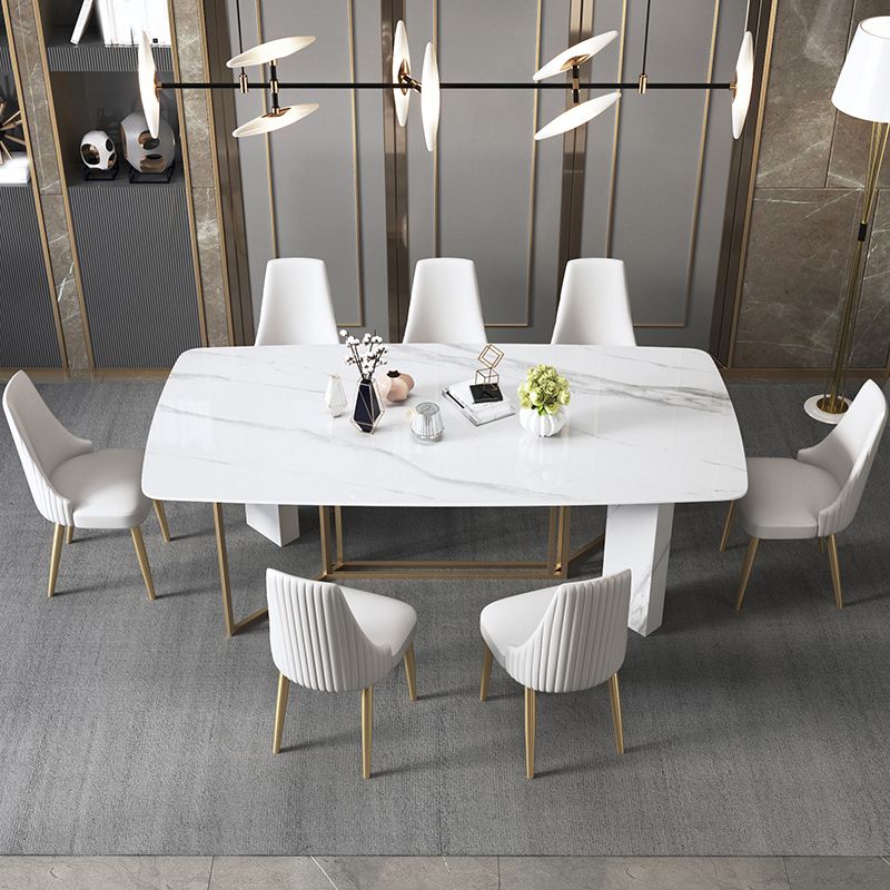 Glam Dining Room Set 1/4/5/7 Pcs Stone Top Dining Table with Upholstered Chairs