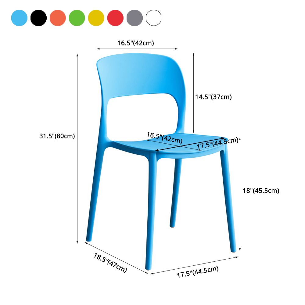 Contemporary Plastic Dining Room Chairs Armless Open Back Dining Side Chair for Room Use