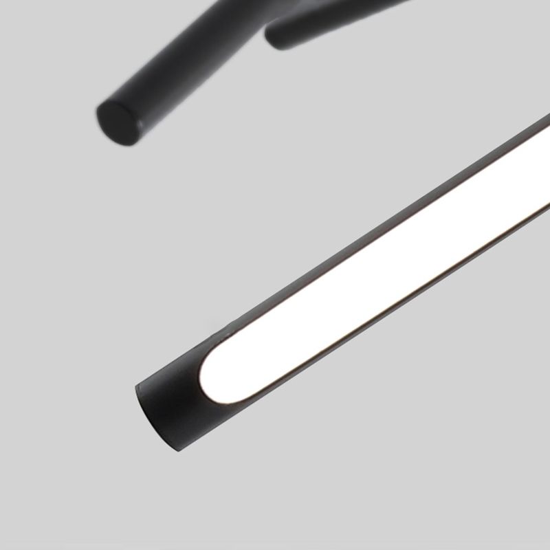 3-Light Black Hanging Light Minimalism Style Linear Shape Metal Chandelier Light