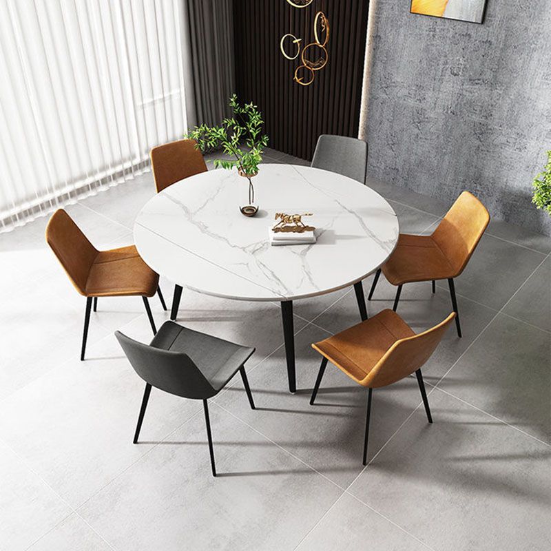 Modern Stone Round Table Standard Height Dining Table with 4 Legs