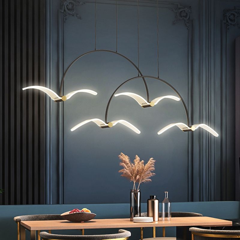 Linear Pendant Lighting Modern Lighting Chandelier Metal 2 Light Island Lights in Black