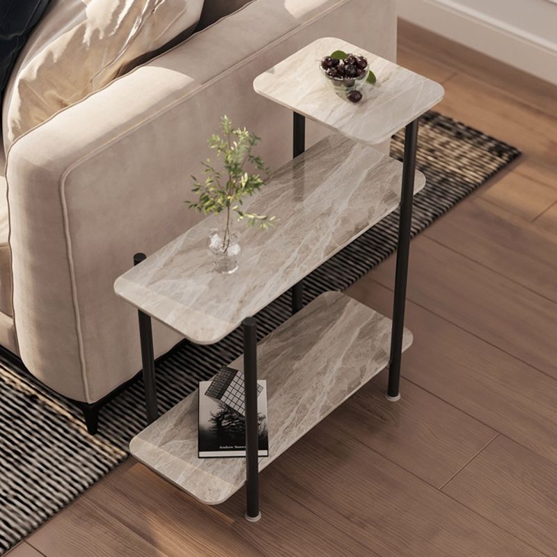 Contemporary Rectangular Side Table Slate Top 4 Legs End Table