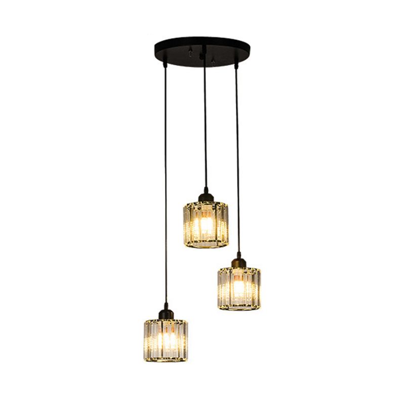 Geometric Prismatic Crystal Multi Ceiling Light Simplicity Black Suspension Lighting for Staircase