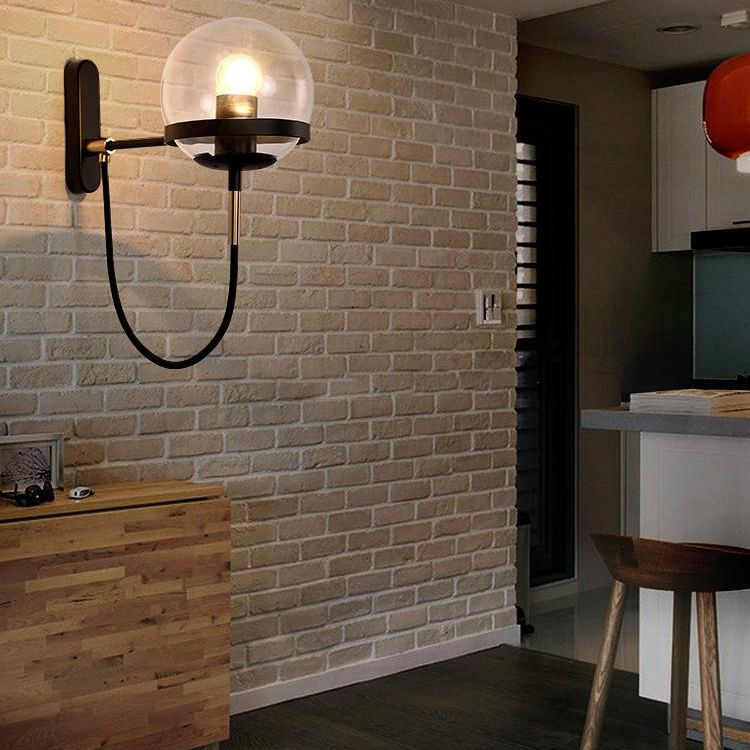 Spherical Wall Lighting Fixture Minimalist Style Glass Bedroom Wall Mount Light Fixture