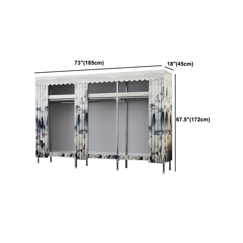 Modern Style Metal Wardrobe Bedroom Wardrobe Closet with Shelves