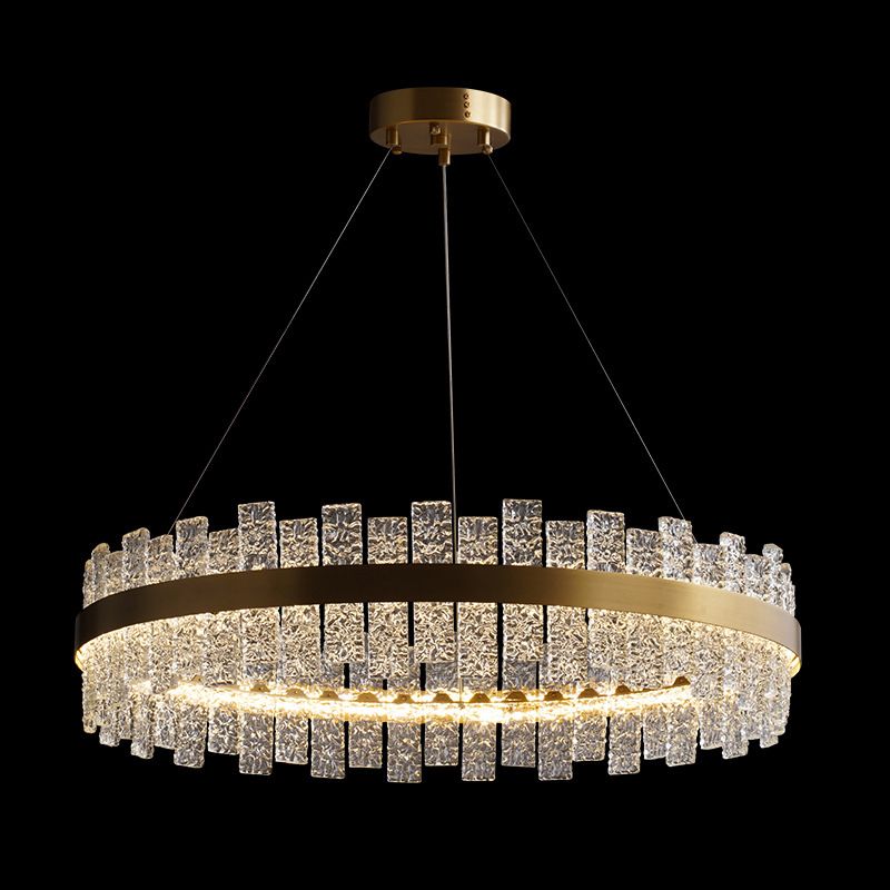 Art Deco Chandelier Gold Metal Crystal Round LED Pendant Lamp Best Lighting for Living Room