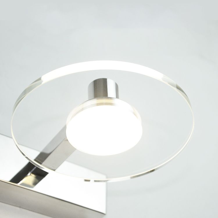 Round Shade 1-Light Wall Sconce Modern Style Crystal Mirror Wall Mount Light Fixture in Silver