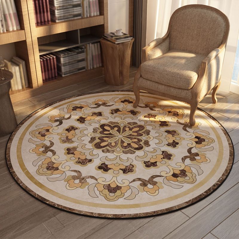 Modern Flower Printed Rug Multicolored Polyster Area Carpet Non-Slip Backing Stain-Resistant Indoor Rug for Living Room
