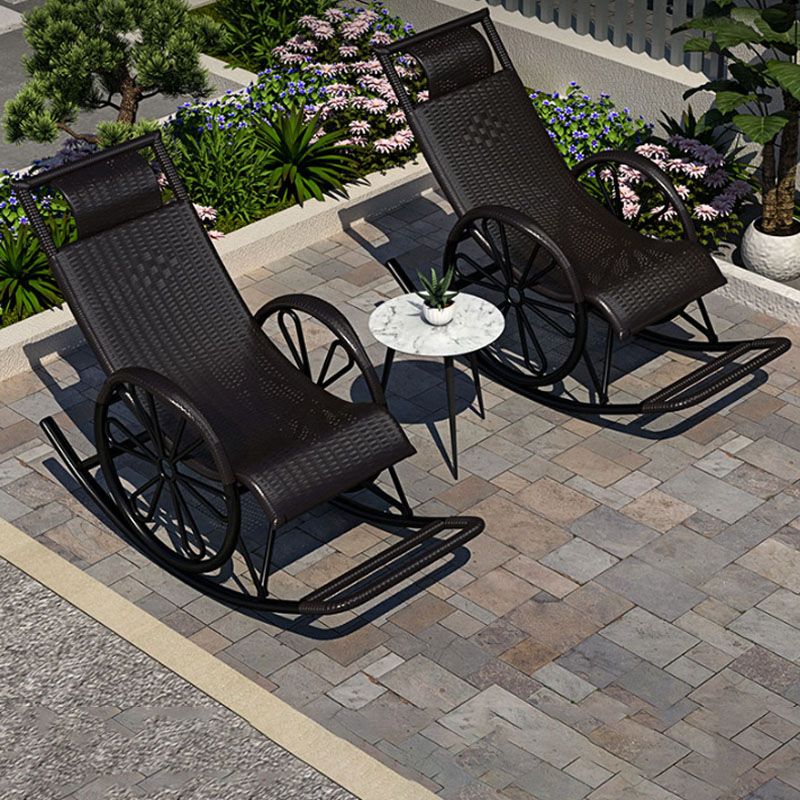 Indoor Single Rocking Chair Mid-Century Modern Rattan Rocking Chair