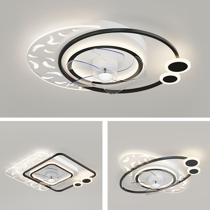 Minimalistische Feder Deckenlüfter Leuchte Acryl Wohnzimmer LED SEMI -MOG -Leuchte
