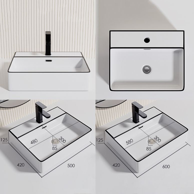 Contemporary Bathroom Sink Porcelain Oval-Shape Vessel Bathroom Sink with Pop-Up Drain