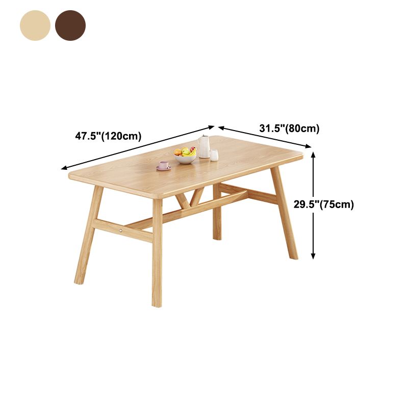 Rectangle Dining Table Trestle Base Dining Table in Walnut and Natural