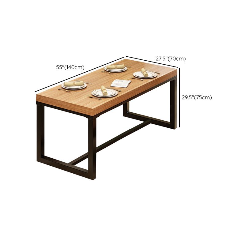Rectangle Pine Solid Wood Table Industrial Black Base Dining Table