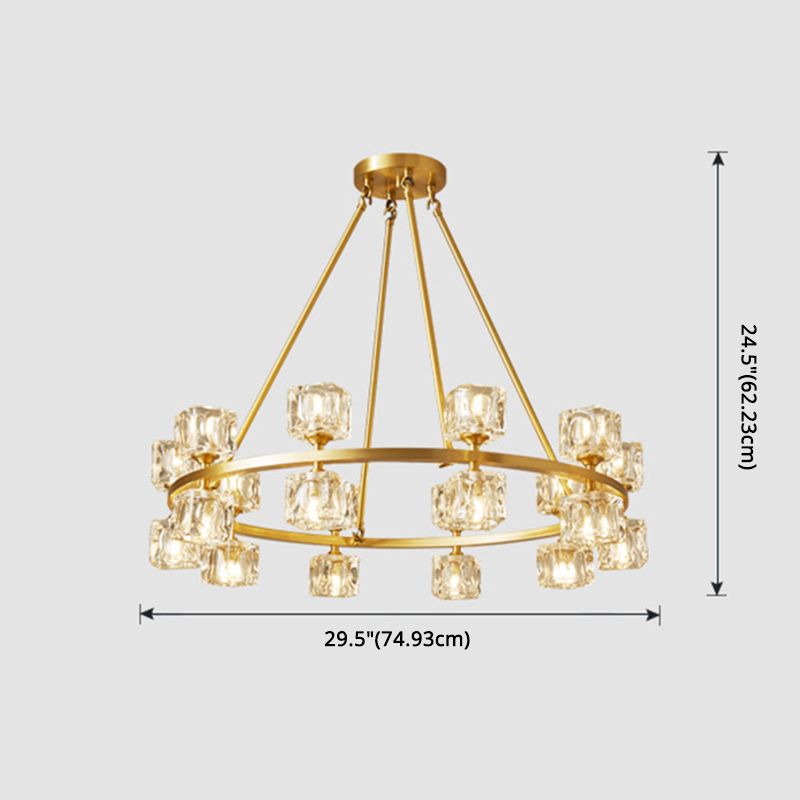 Postmodern Cycle Chandelier Crystal Pendant Ceiling Lights with Hanging Cord for Living Room
