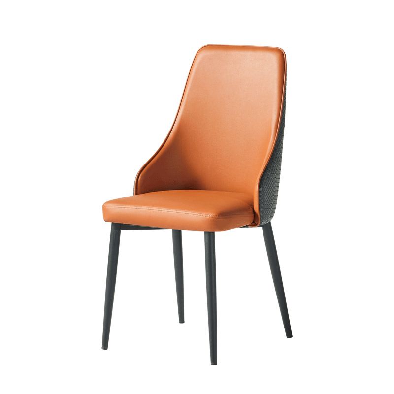 Contemporary Style Metal Chair Set Kitchen Solid Back Side Chairs (Set of 4)