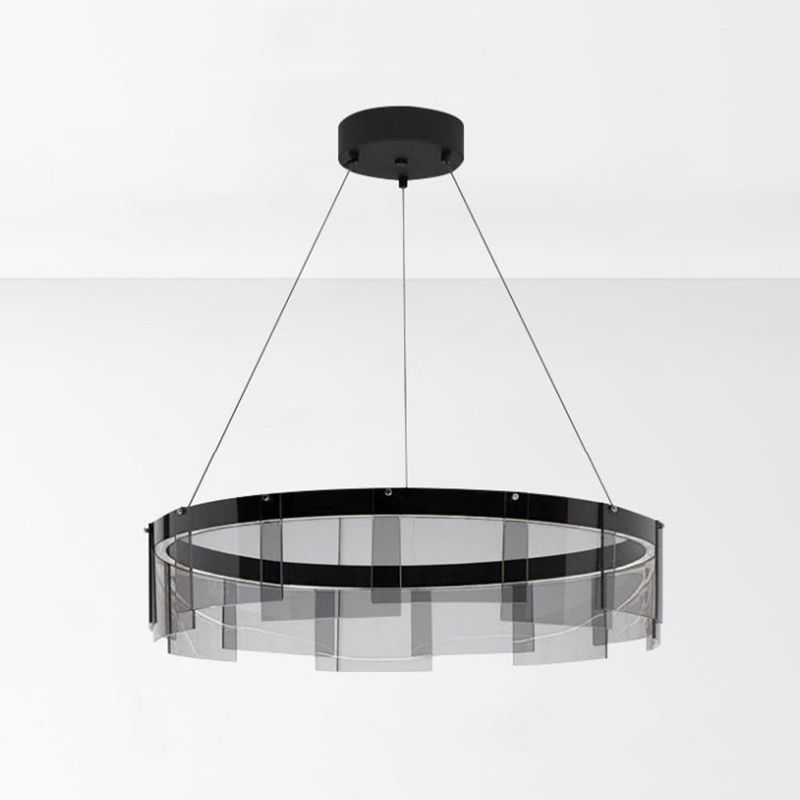 Nordic Contemporary Style LED Chandelier Pendant Light Circular Glass Chandelier