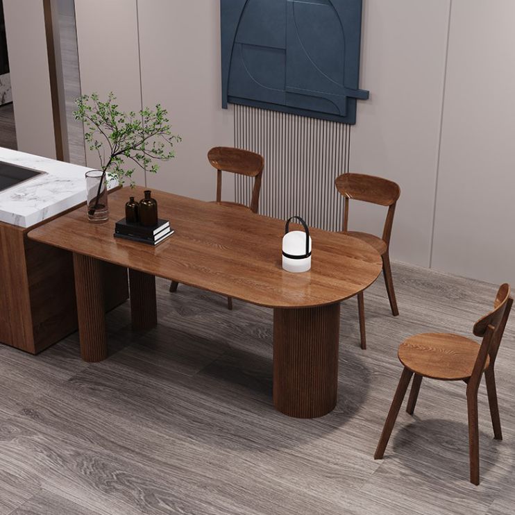 Solid Wood Top Dining Table Modern Pine Wood Table with 3 Legs