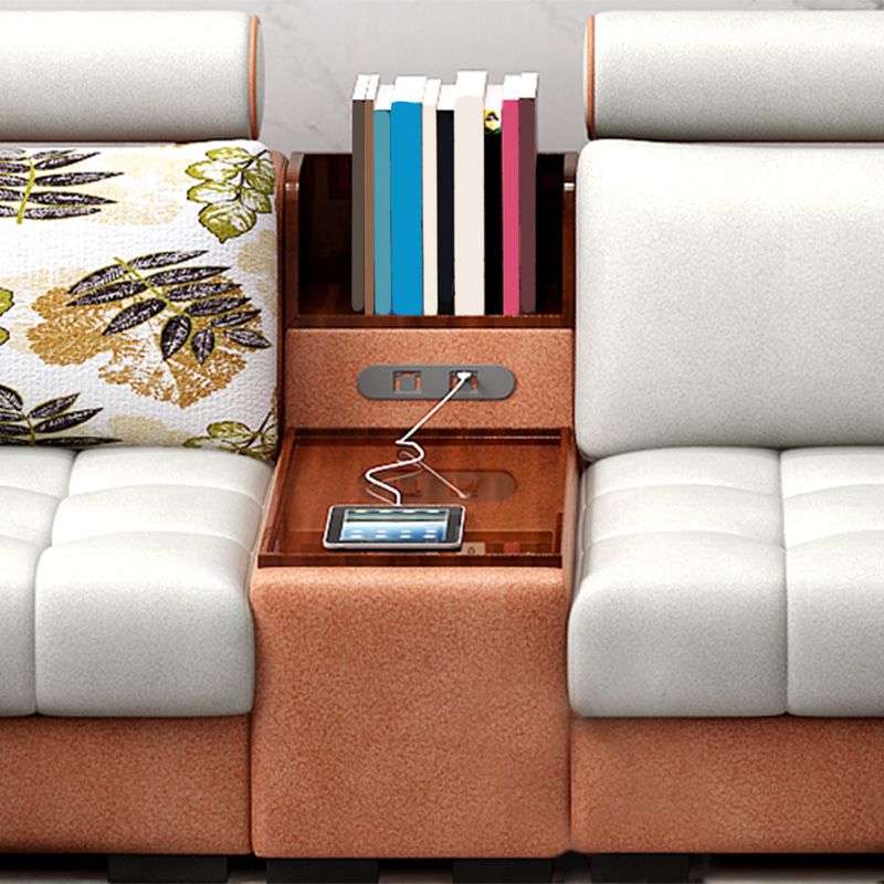 Contemporary Cotton Blend and Faux Leather Furniture Sectionals