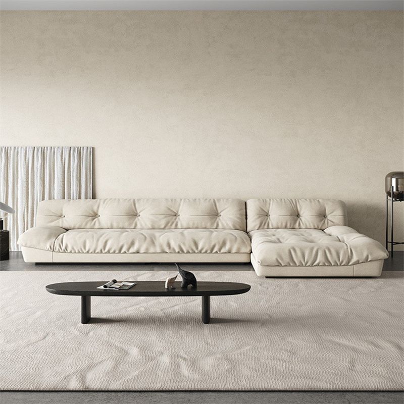 Modern Tufted Back Sofa Sectional Cream Armless Sofa and Chiase