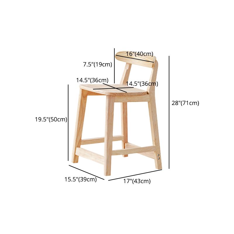 Taburete de bar industrial de madera con respaldo bajo, taburete alto interior simple con asiento cuadrado