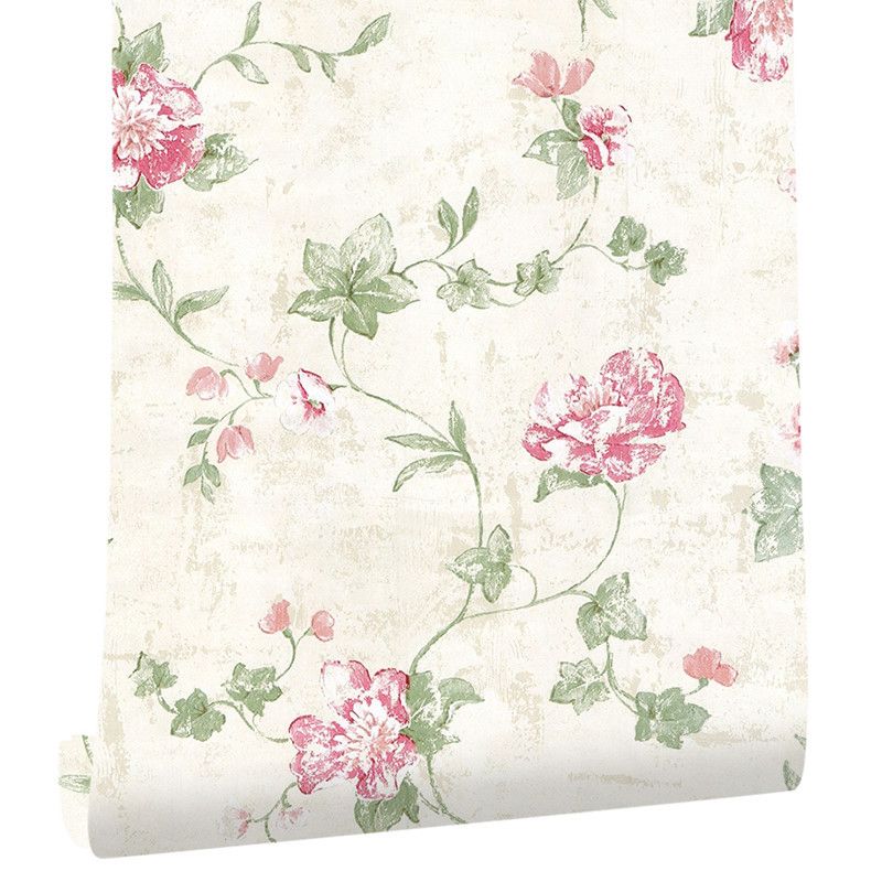 Girly Bedroom Wallpaper with Floral Pattern, 17.5-inch x 19.5 ft, Non-Pasted