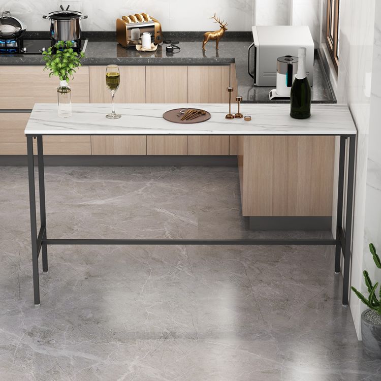 Modern Bar Stool and Table Set 1/3/5 Pcs Rectangle Stone Top Bar Table and Stools