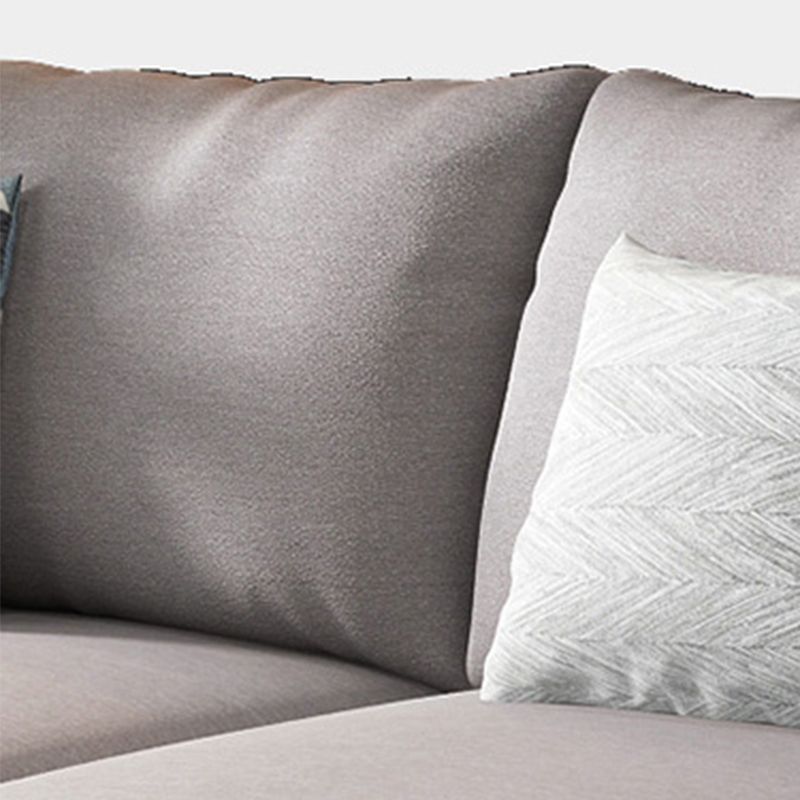 Fabric Modern L-shape Sectional Square Arm Sofa & Chaise with Pillows