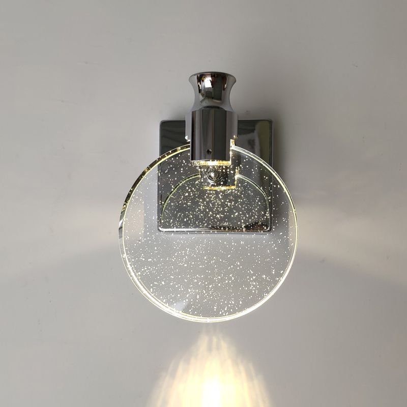 1 Light Round Vanity Wall Lights Modern Style Crystal Vanity Wall Sconce