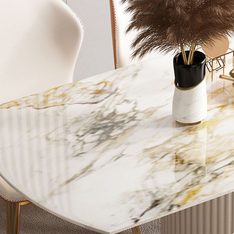 Glam Round Dining Set Stone 1/4/7 Pieces Dining Furniture for Indoor