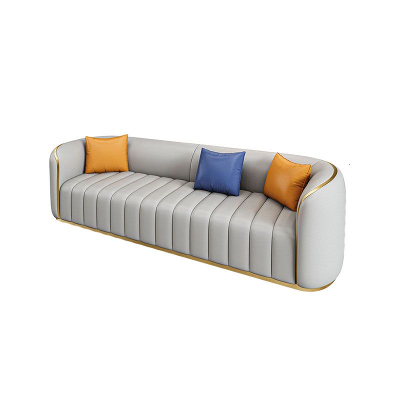 Faux Leather Sofa Tuxedo Arm Sofa with Tight Back for Apartment