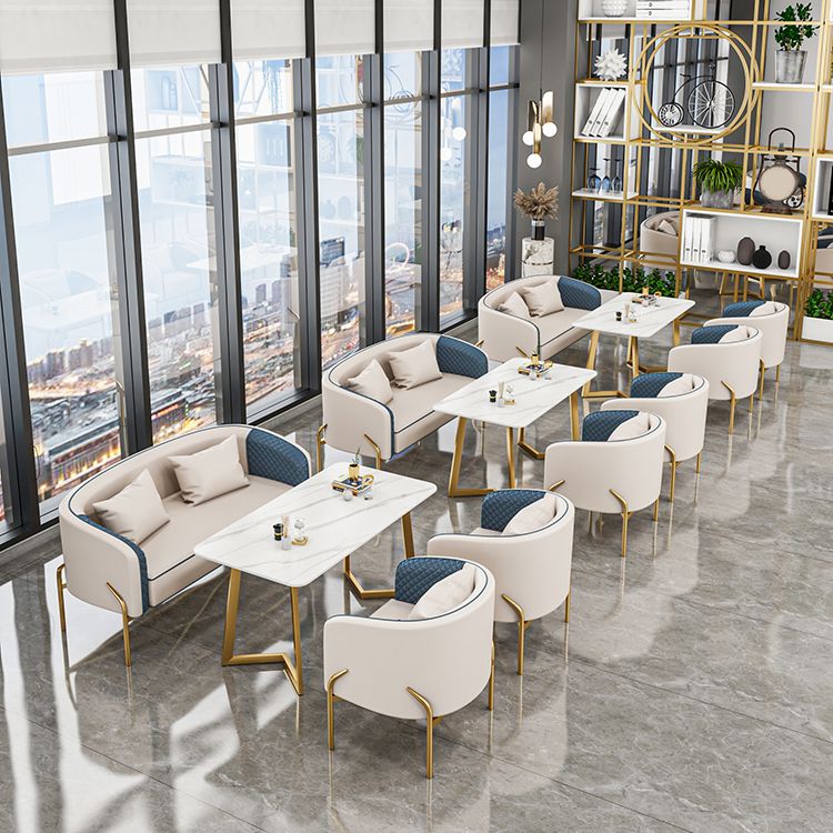 Glam Style Dinette Set 1/3/4/5 Pcs Round Stone Dinette Table with Dining Chair