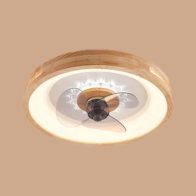 Nordische runde Deckenlüfter Lampe Naturholz Schlafzimmer LED SEMI Flush Mount Leuchte