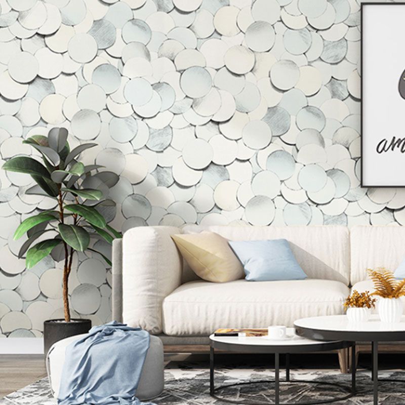 33' x 20.5" Minimalist Wallpaper Roll for Accent Wall with 3D Print Round Pattern in Soft Color