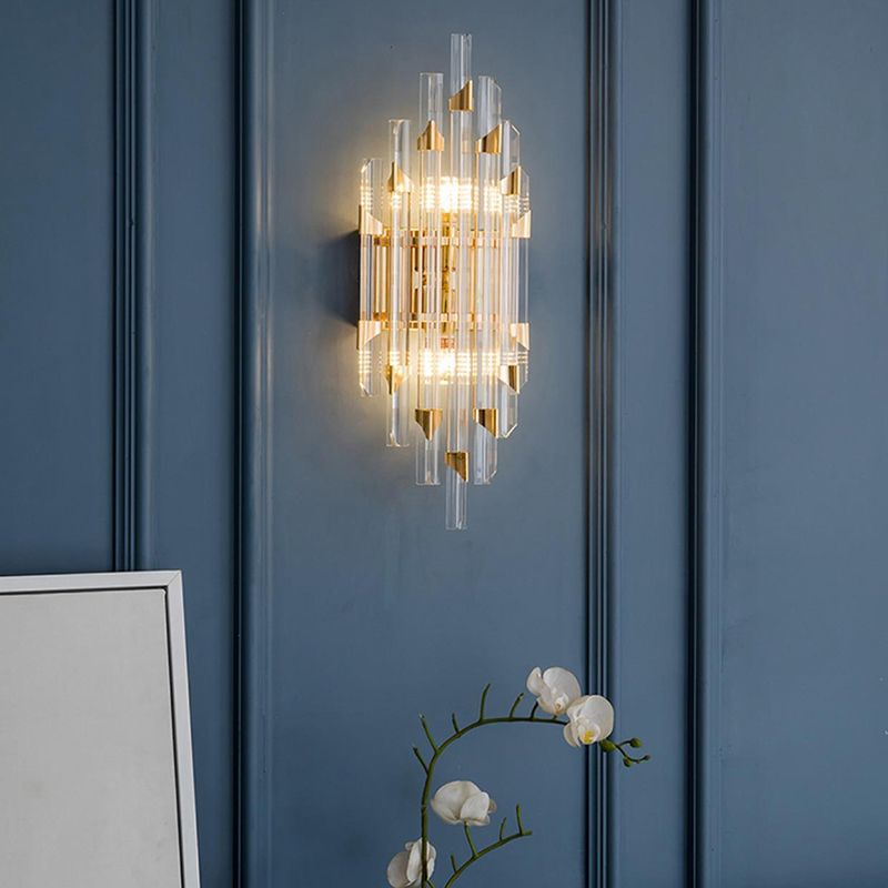 Clear Crystal 2 - Light Wall Sconce in Gold Metal Post Modern Wall Light